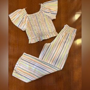 Girls Art Class Pastel Striped Jumpsuit